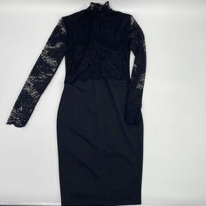 UEC Windsor black high collar long sleeve midi dress medium